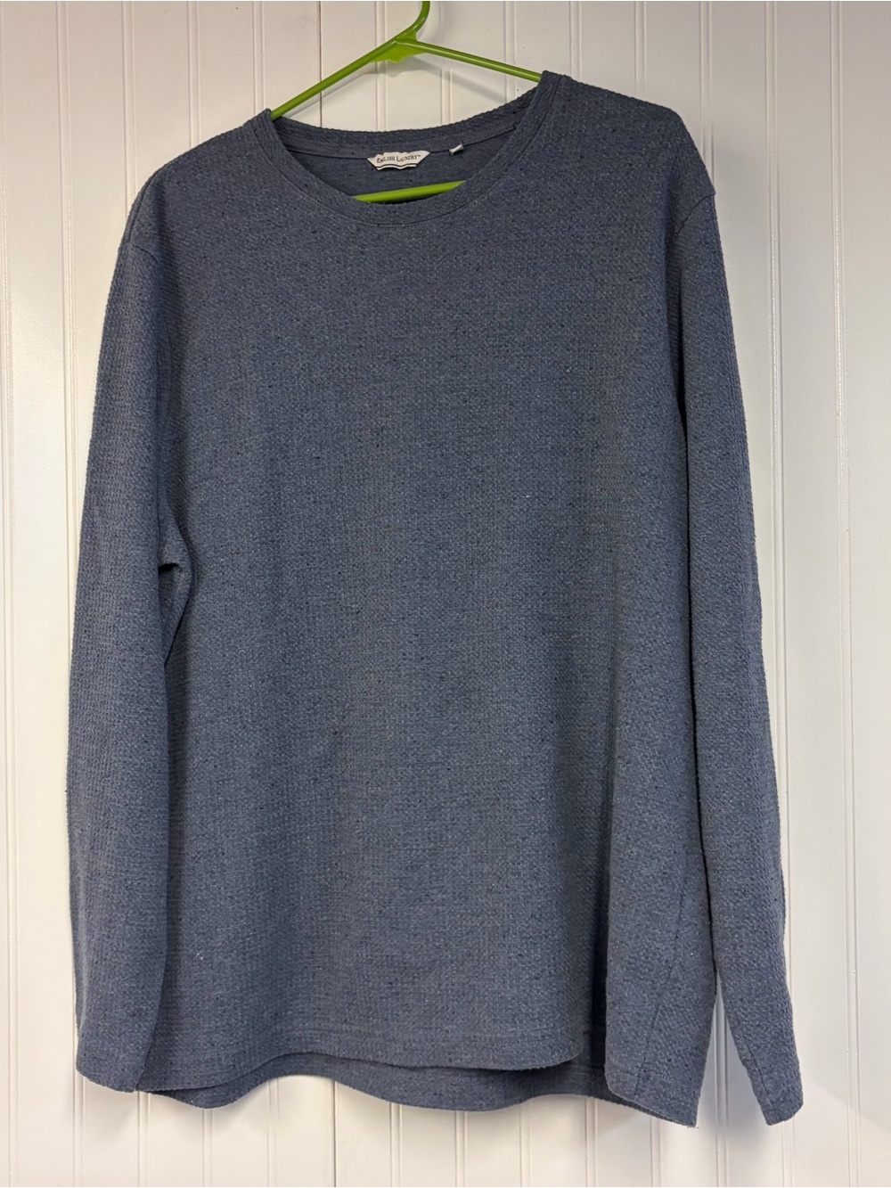 English Laundry Men's Long Sleeve Blue Crewneck Shirt Waffle Knit XL